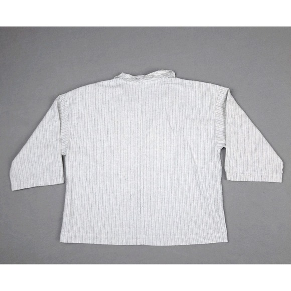 Eileen Fisher Cardigan Womens Large White‎ Black Linen Cotton Open Front Relaxed - Picture 12 of 13